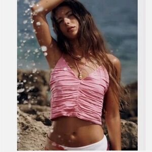 NWT Zara Pink Ruched  Women's Top
